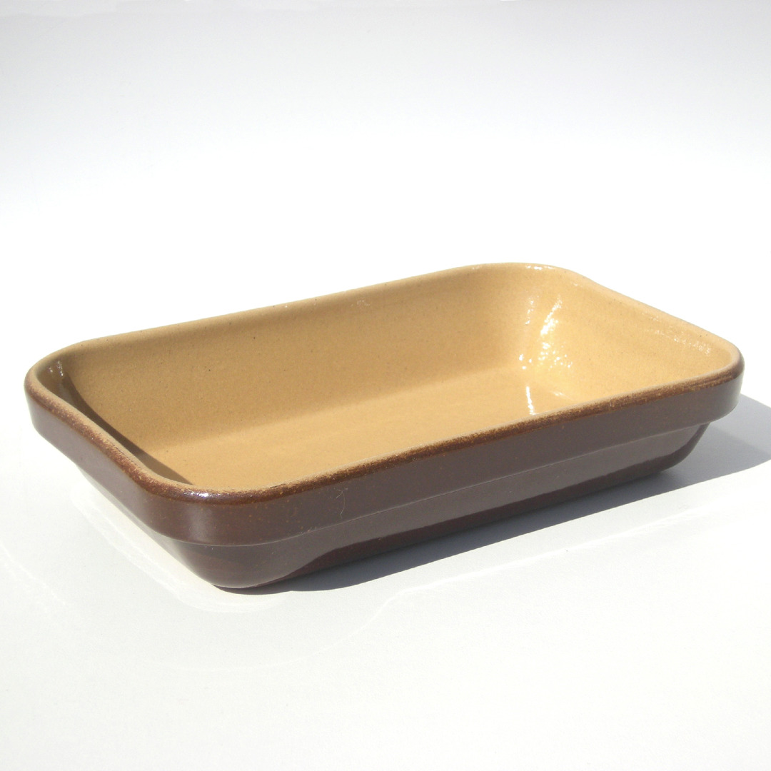 Plat grès Brun 245x170x45 mm - Rectangulaire empilable - 1 L (Poterie Renault)